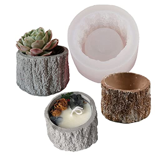 Anktily Tree Stump Silicone Mold Concrete Succulent Planter Epoxy Resin Clay Cement Mould Candle Pen Holder Storage Box - Image 1