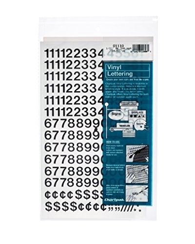 CHARTPAK Self-Adhesive Vinyl Numbers, 1/2 Inch High, Black, 210 per Pack (01110) - Image 3