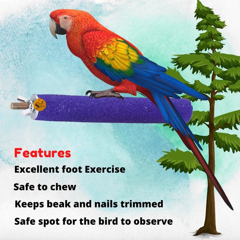 Sage Square مجموعة من 6 و 8 و 10 بوصات من أعمدة الخشب الطبيعي الخشنة | تمارين، طحن الأظافر، منصة اللعب، التدريب، ملحقات القفص | الحسون، الببغاء، البادجي، الكوكاتيل (عبوة من 3) - Image 3