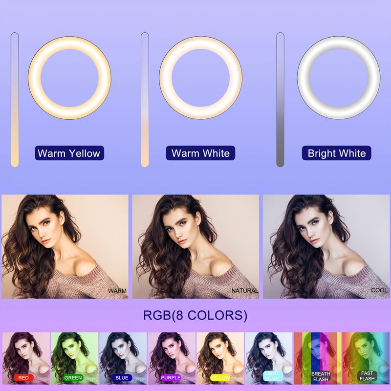 ZOMEI 10 Inch RGB LED Fill Light Black USB Plug No Battery For Live Streaming Makeup - Image 5