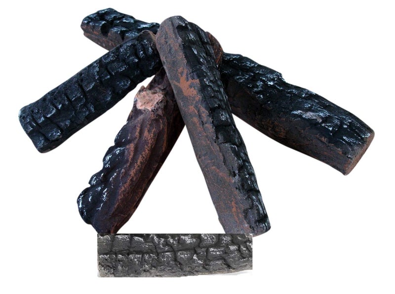YOULIAN 5 Small Piece Set of Ceramic Wood Logs Gas Fireplace Logs All Types of Indoor Gas Inserts Ventless Vent Free Electric or Outdoor Fireplaces Fire Pits Realistic Clean Burning Accessories