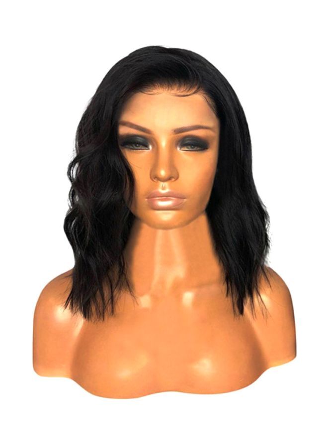 NIBEMINENT Short Wavy Bob Synthetic Wig Black 20x10x5cm - Image 1