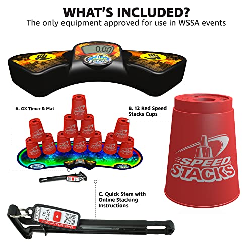 Speed Stacks | Sport Stacking Competitor, Red - 12 Cups, Holding Stem, With GX Timer And Mat | WSSA Approved - Image 2