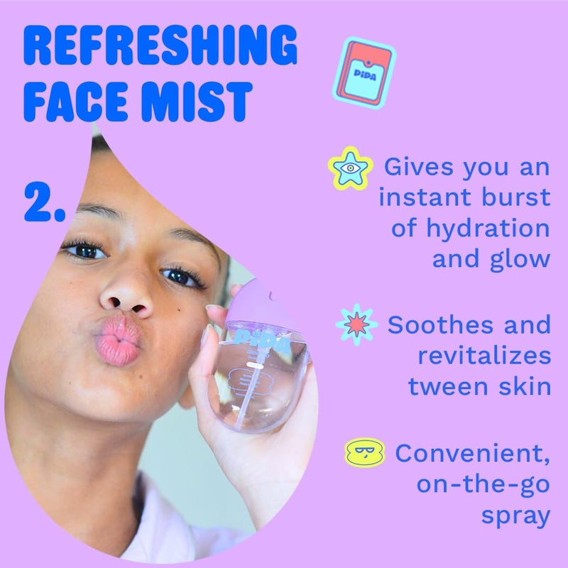 Pipa Skincare Start Young Bundle Gift Set | 3-Step Birthday Gift Skin Care Routine for Girls & Tweens 8 to 12 | Alcohol-Free & Safe | Includes Foam Face Cleanser, Face Moisturizer & Facial Mist - Image 4