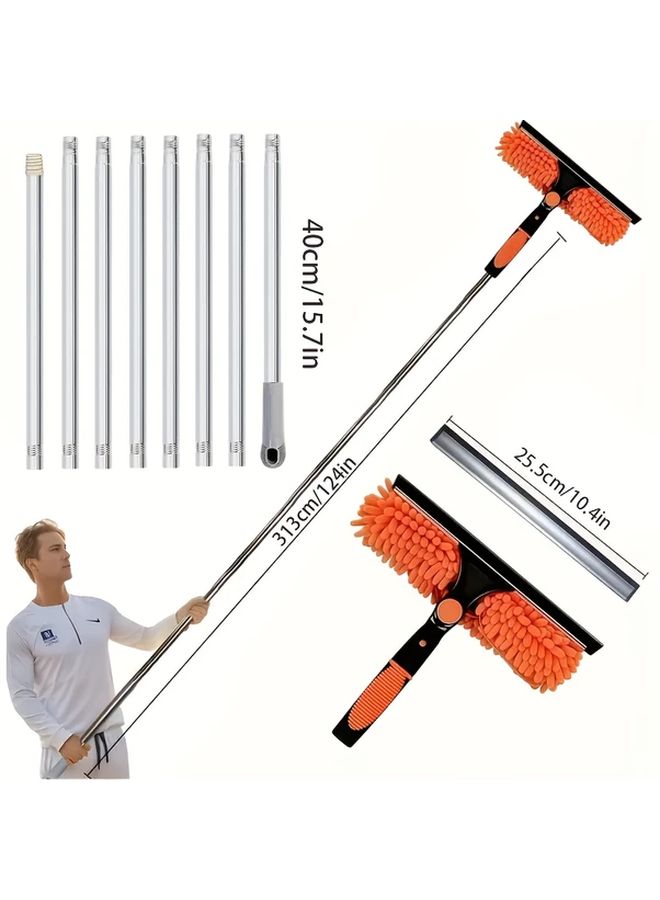 Orange 124in 2 in 1 Professional Window Cleaner Set with Swivel Head - Image 2