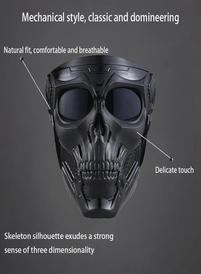 PLOOTA 2 Pcs Motorcycle Mask Full Face,Masks Skull Skeleton with Goggles Impact Resistant Tactical Mask for Halloween Paintball Game Movie Props Party - Image 5