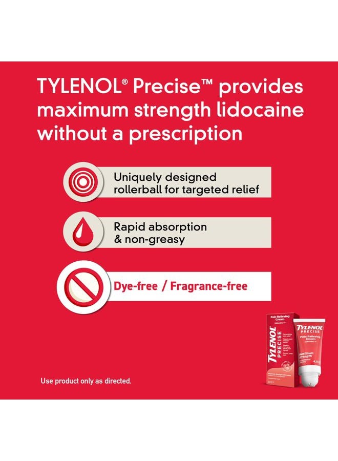 Tylenol Maximum Strength 4% Lidocaine Pain Relieving Cream for Back, Knee & Joints - Penetrating, Fragrance Free, 4oz - Image 4