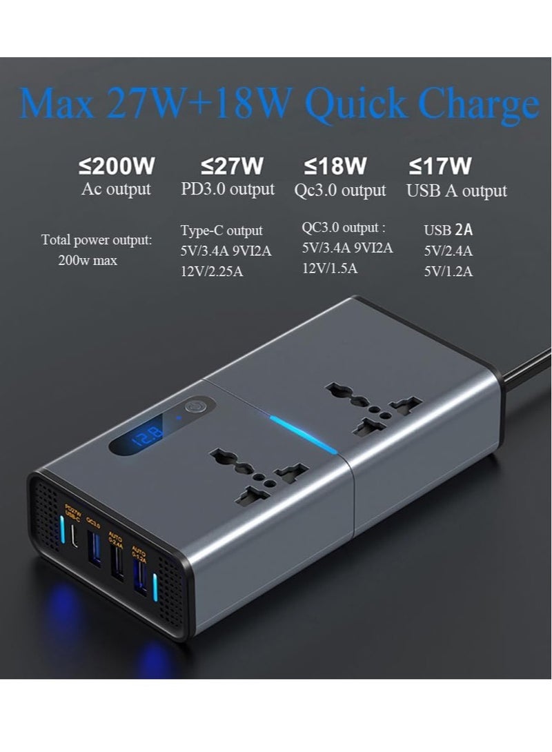 JAJEEK "New Compact 200W Power Inverter – Reliable DC to AC Converter for Vehicles" - Image 3