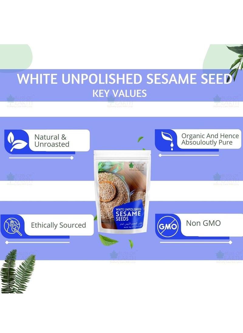 BLISS OF EARTH Organic Unpolished White Sesame Seeds 100gm For Eating Raw Til Seeds  - Image 3
