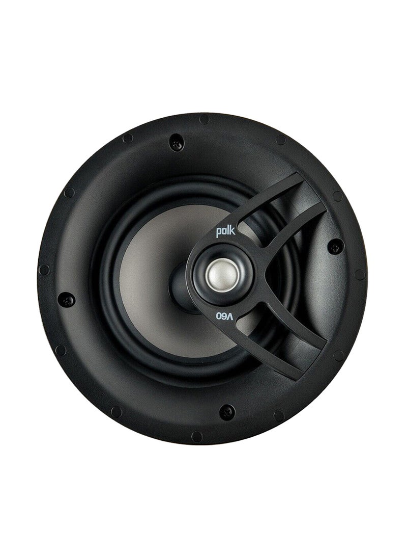Polk Audio V60 in-Ceiling Speaker (Single), Ideal for All Rooms, Including Damp and Humid Rooms Like Bathroom, Kitchen or Utility Area, Easy Installation, (Black, Paintable Grille)  - Image 1