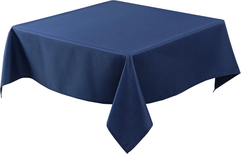 Biscaynebay Textured Fabric Tablecloths 90 X 90 Inches Square, Navy Water Resistant Tablecloths for Dining, Kitchen, Wedding and Parties etc. Machine Washable - Image 1