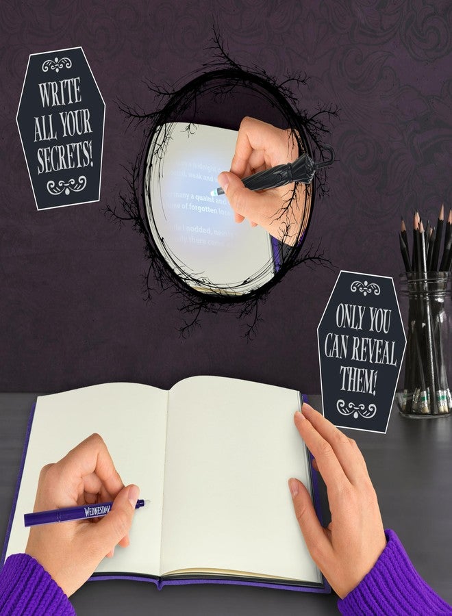 WOW! STUFF: Wednesday Secret Reveal Journal Set - Purple Nightshade Society Notebook Diary, Invisible Ink Pen & UV Umbrella Torch, Nevermore, Kids 8+ - Image 3