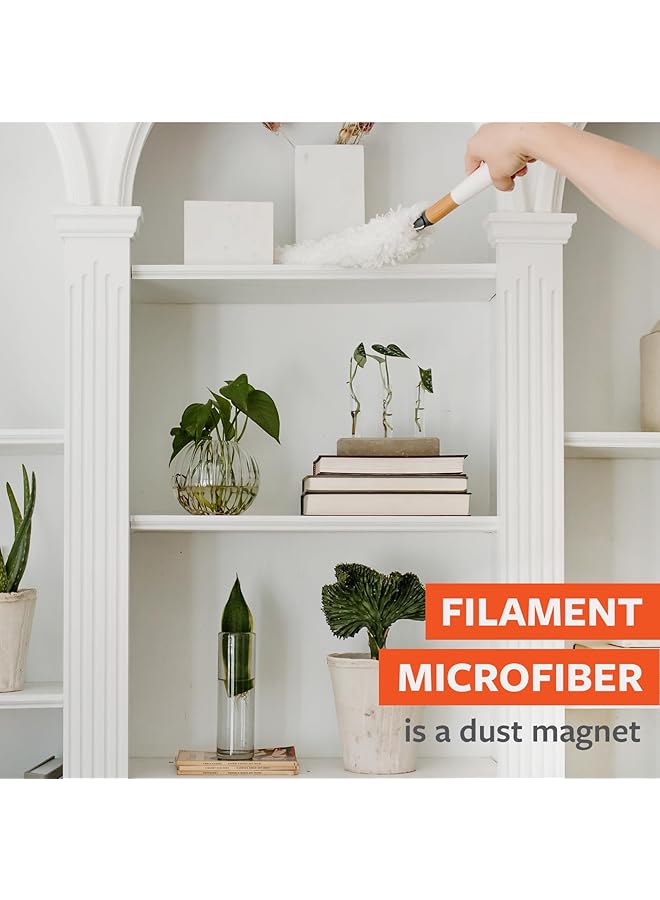 erorex Dust Whisperer Microfiber Duster With Machine Washable Head White - Image 5