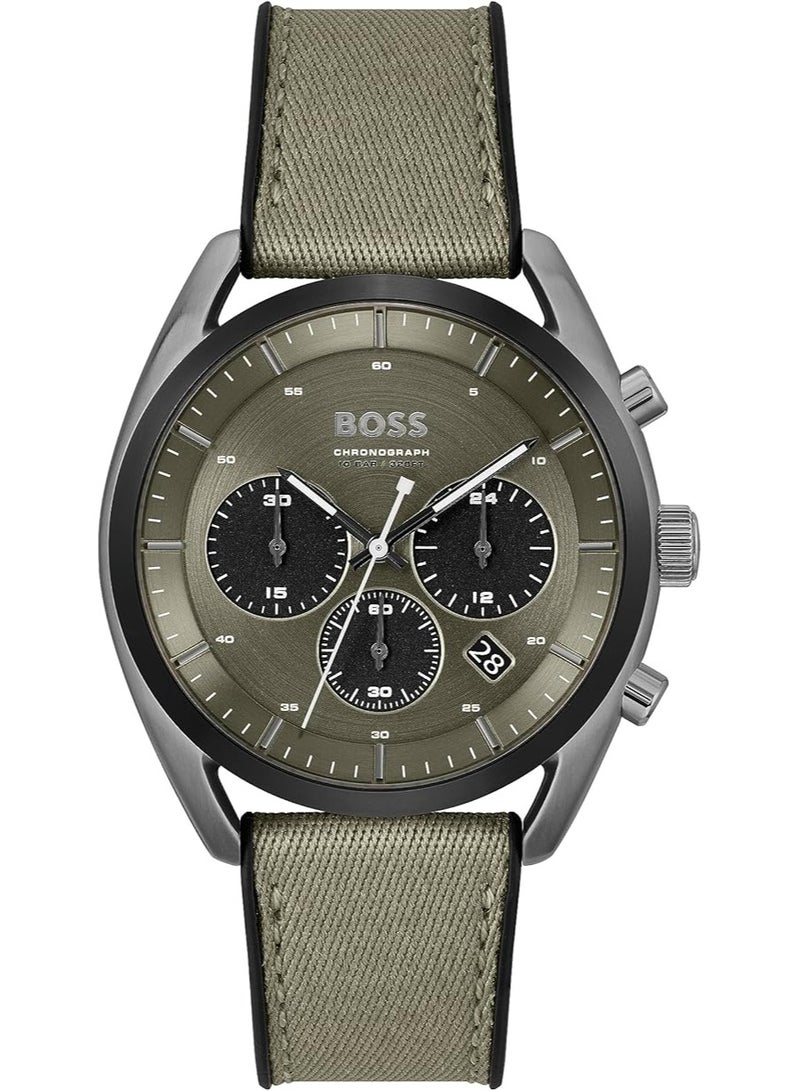 بوس ساعة BOSS كرونوغراف كوارتز للرجال من مجموعة TOP مع سوار من الفولاذ المقاوم للصدأ أو السيليكون - Image 1