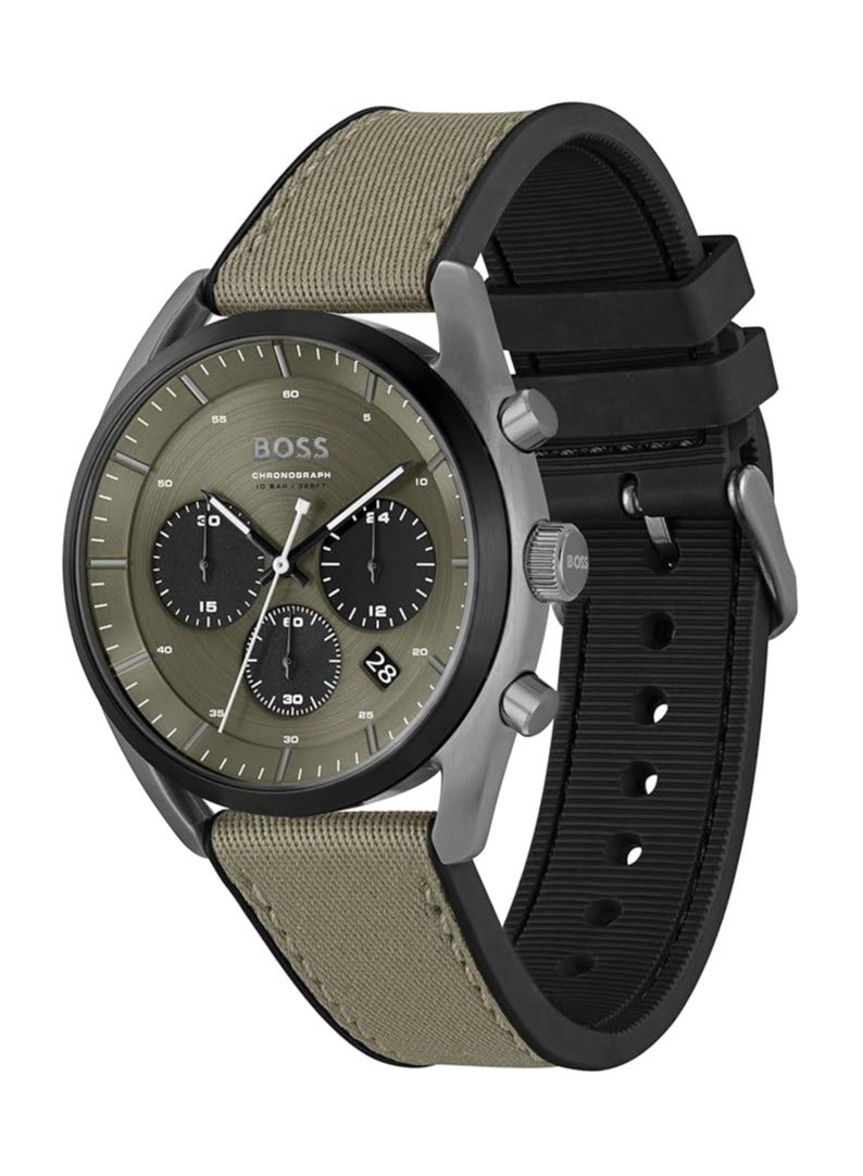 بوس ساعة BOSS كرونوغراف كوارتز للرجال من مجموعة TOP مع سوار من الفولاذ المقاوم للصدأ أو السيليكون - Image 2