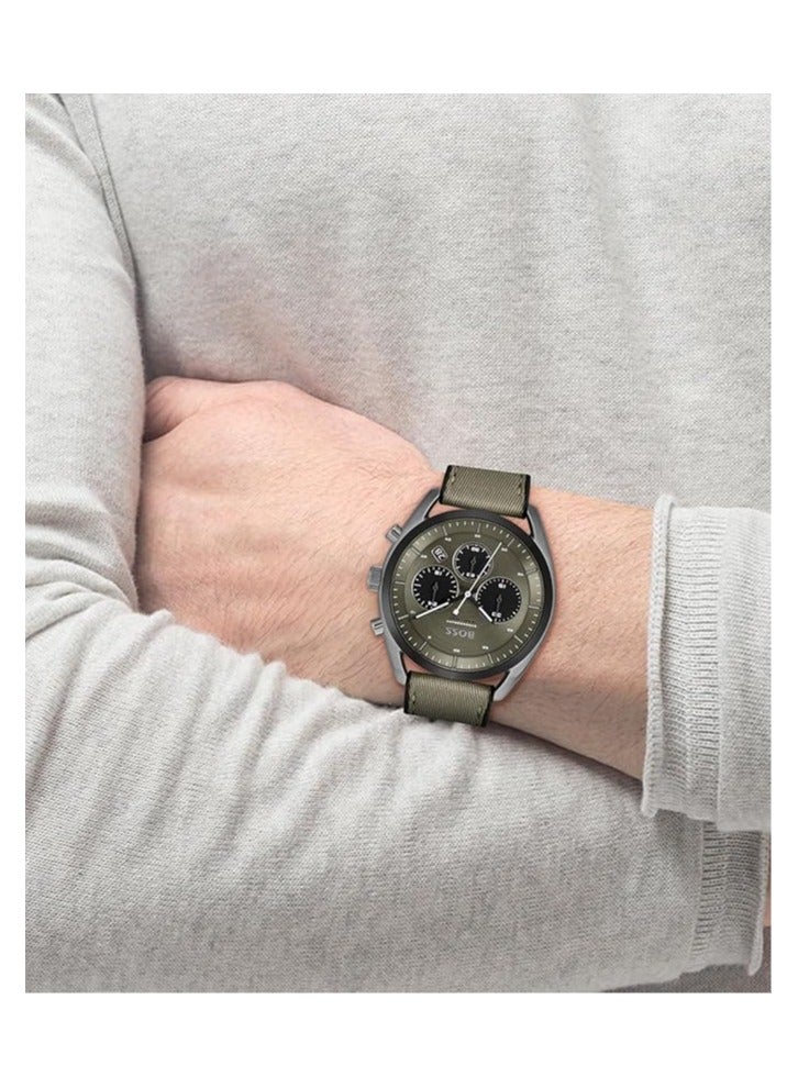 بوس ساعة BOSS كرونوغراف كوارتز للرجال من مجموعة TOP مع سوار من الفولاذ المقاوم للصدأ أو السيليكون - Image 4