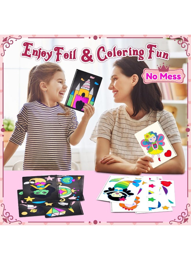 KADRAMA DIY Colouring Craft Set Stickers Children, Foil Art Glitter Foil Fun Art Princesses Craft Activity, Scratch Pictures - Image 3