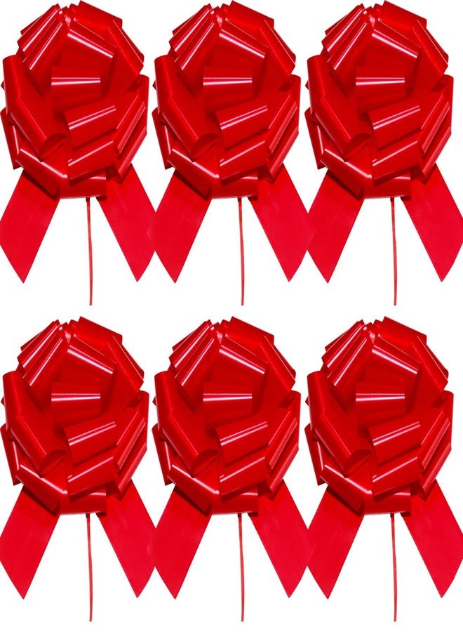 HQJAXJ 9 inch Large Red Pull Bow,6pcs Pull Bows for Gift Wrapping,Easter,Gift Baskets,Birthday Parties,Table Decorations,Valentine's Day,Christmas and Other Gift and Scene Decorations (Red - Image 1