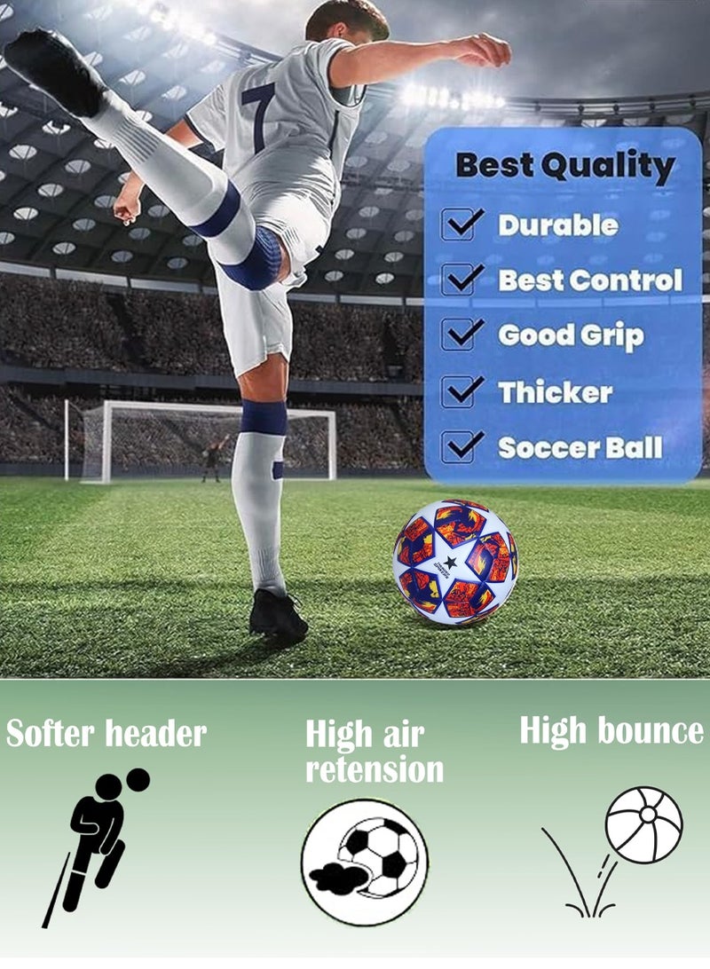 ثندر سبايكرز كرة قدم مقاس 5 رسمية بوزن وحجم - كرة قدم درجة احترافية عالية الأداء - كرة قدم للاستخدام الداخلي والخارجي - كرة القدم مثالية للعب التنافسي، التدريب، والمباريات الترفيهية، للمبتدئين والمحترفين - Image 2