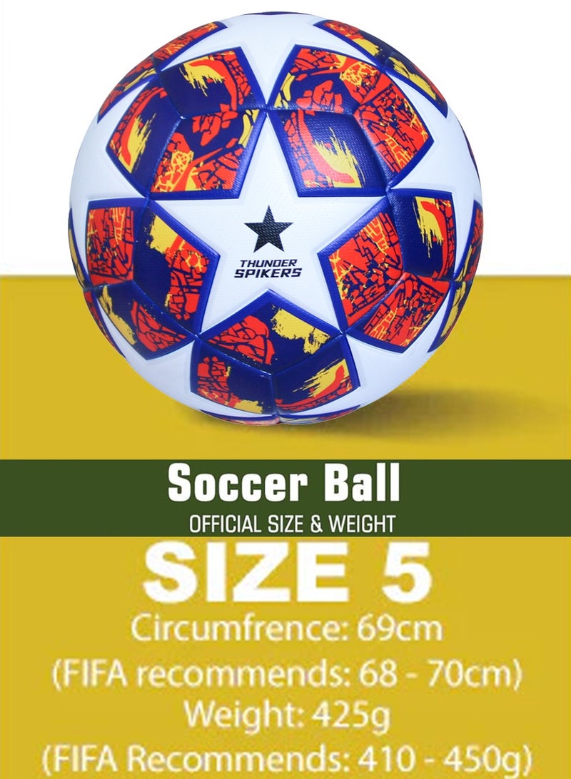 ثندر سبايكرز كرة قدم مقاس 5 رسمية بوزن وحجم - كرة قدم درجة احترافية عالية الأداء - كرة قدم للاستخدام الداخلي والخارجي - كرة القدم مثالية للعب التنافسي، التدريب، والمباريات الترفيهية، للمبتدئين والمحترفين - Image 4