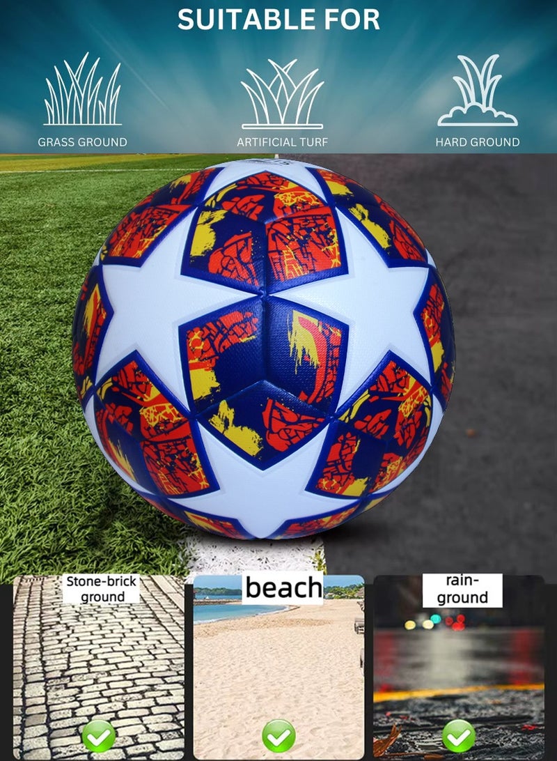 ثندر سبايكرز كرة قدم مقاس 5 رسمية بوزن وحجم - كرة قدم درجة احترافية عالية الأداء - كرة قدم للاستخدام الداخلي والخارجي - كرة القدم مثالية للعب التنافسي، التدريب، والمباريات الترفيهية، للمبتدئين والمحترفين - Image 3