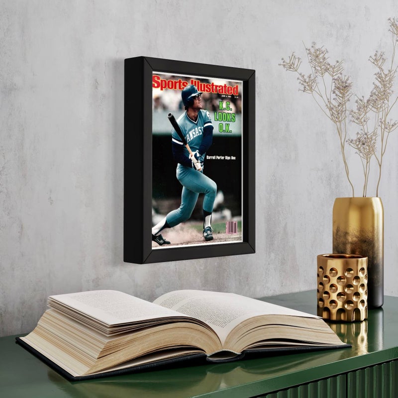 CountryArtHouse Sports Illustrated 1980s Magazine Display Solid Wood Frame  Acrylic Backing and Hardware  Fits Magazine Sized 8 18 x10 78 