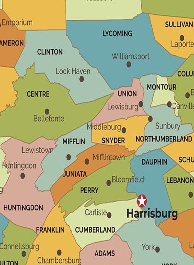 MapSherpa Pennsylvania Counties Map - Standard - 36" x 22" Laminated - Image 3