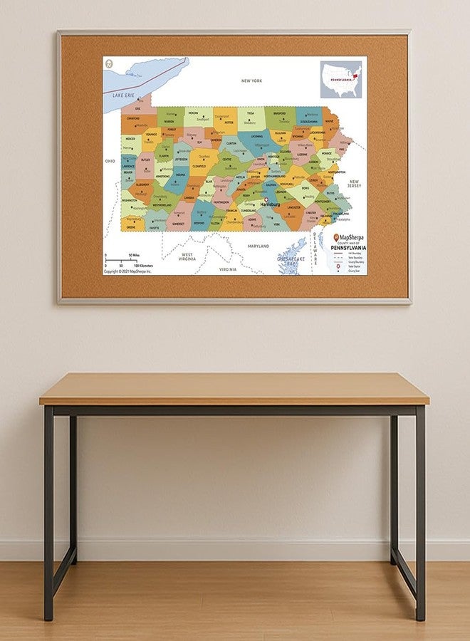 MapSherpa Pennsylvania Counties Map - Standard - 36" x 22" Laminated - Image 2