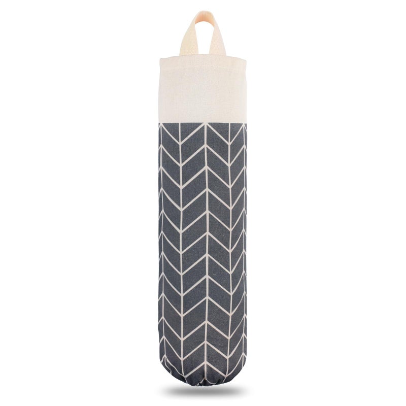 LeCorner Plastic Bag Holder, Canvas Grocery Bag Holder Dispenser, Wall Mount Shopping Trash Bag Storage Organizer for Home Kitchen (Dark Grey) - Image 1