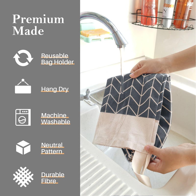LeCorner Plastic Bag Holder, Canvas Grocery Bag Holder Dispenser, Wall Mount Shopping Trash Bag Storage Organizer for Home Kitchen (Dark Grey) - Image 5