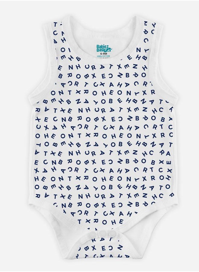 Babies Basic Pack of 3 - Printed Combed Cotton Sleeveless Bodysuit  - Image 5