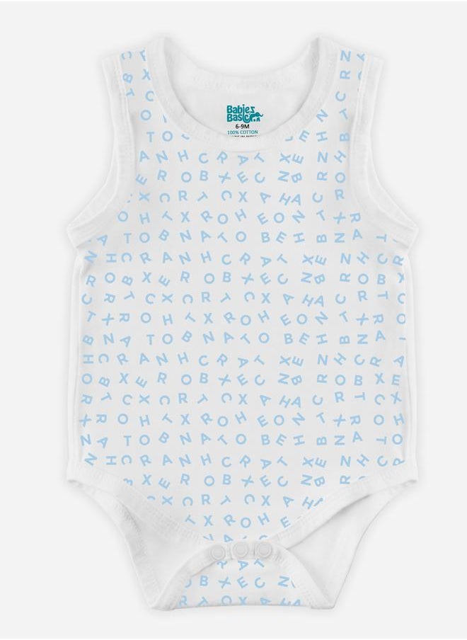 Babies Basic Pack of 3 - Printed Combed Cotton Sleeveless Bodysuit  - Image 4