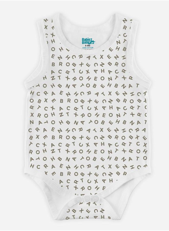 Babies Basic Pack of 3 - Printed Combed Cotton Sleeveless Bodysuit  - Image 3