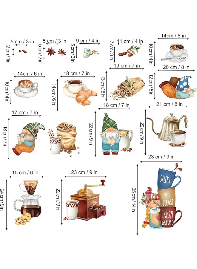 إيروريكس ملصقات حائط قزم المطبخ ملصقات حائط فنجان شاي وقهوة غرفة المعيشة غرفة الطعام ديكور حائط المقهى - Image 5