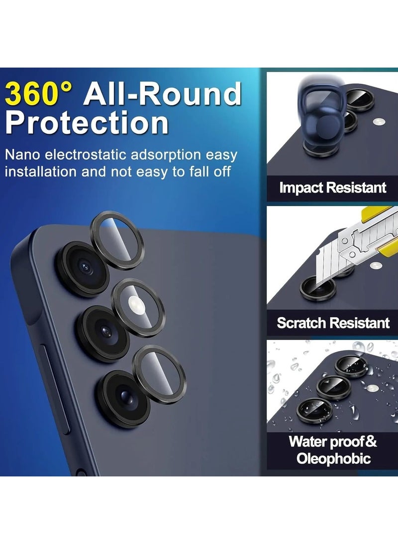 General Compatible with Galaxy A55 5G Camera Lens Protector, 9H Tempered Glass Camera Cover Protector Metal Individual Ring for Galaxy A55  - Image 2