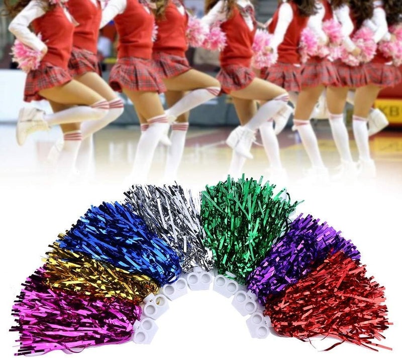 woobles 6pcs Cheerleading Poms, Sport Pom Poms Cheerleading Poms Metal Foil Cheerleading Pom Poms for Party Costume Costume Dance Sports Meeting (Green) - Image 2