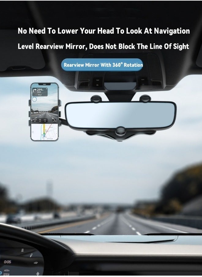 Healife 360° Adjustable Rearview Mirror Phone Holder | Universal Fit for All Smartphones | Space-Saving Car Mount  - Image 2
