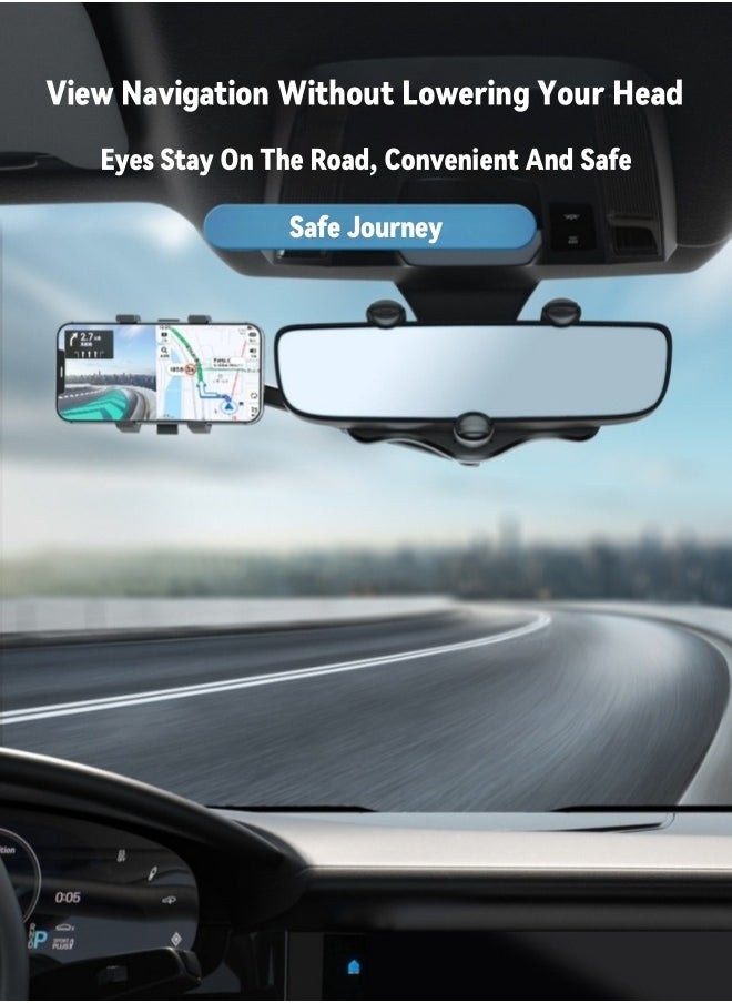Healife 360° Adjustable Rearview Mirror Phone Holder | Universal Fit for All Smartphones | Space-Saving Car Mount  - Image 3