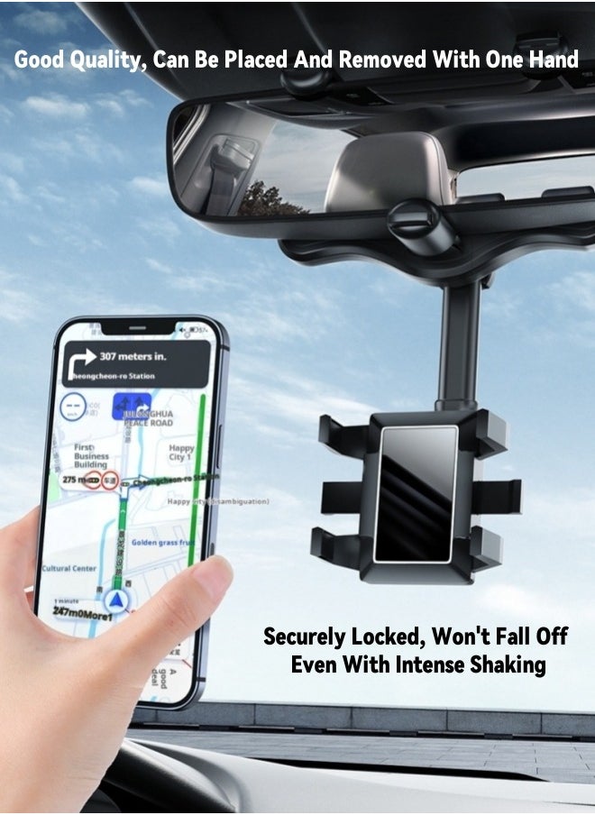 Healife 360° Adjustable Rearview Mirror Phone Holder | Universal Fit for All Smartphones | Space-Saving Car Mount  - Image 4
