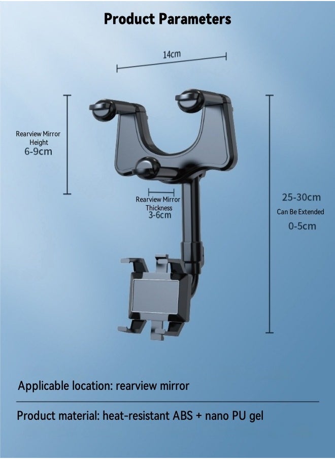 Healife - 360° Adjustable Rearview Mirror Phone Holder | Universal Fit for All Smartphones | Space-Saving Car Mount - Image 1