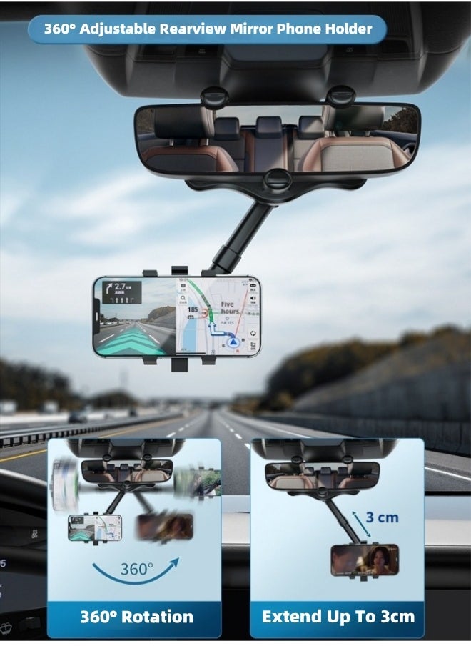 Healife - 360° Adjustable Rearview Mirror Phone Holder | Universal Fit for All Smartphones | Space-Saving Car Mount - Image 1