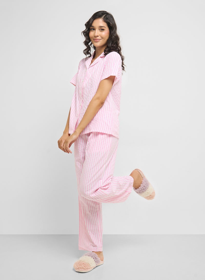 Ginger Cotton Stripe Shirt & Pyjama  Set  - Image 5