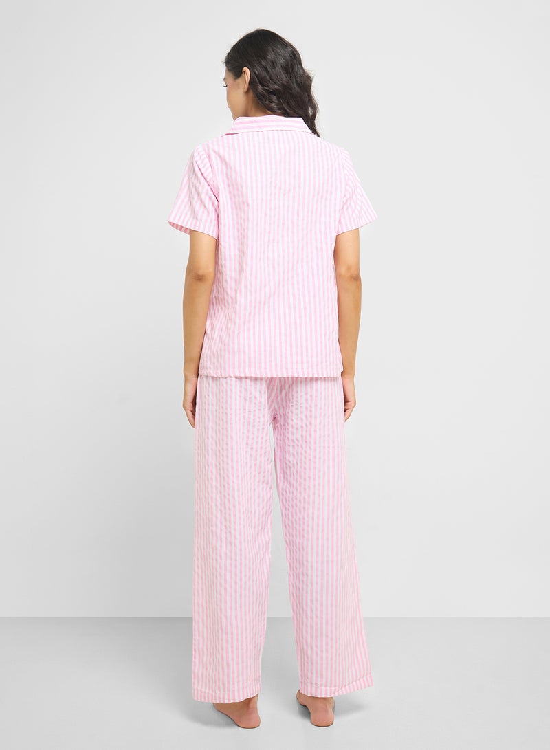 Ginger Cotton Stripe Shirt & Pyjama  Set  - Image 2