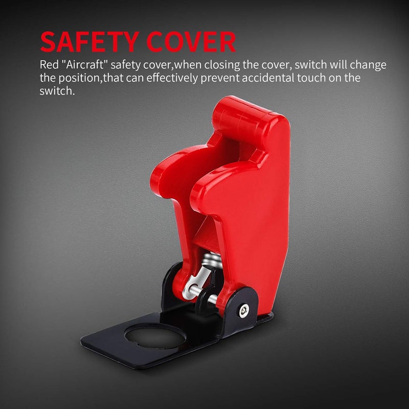 DaierTek Safety Cover Toggle Switch Guard ON Off Red Aircraft Covered 20A 12V Toggle Rocker Switch 120V AC 12 Volt DC Heavy Duty 2 Pin SPST for Car Truck Automotive - Image 4
