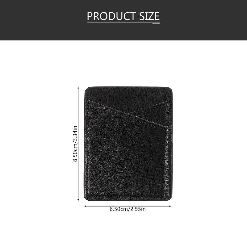 2Pcs Black PU Leather Adhesive Card Holder Wallet For Phone Case Back Pocket - Image 3