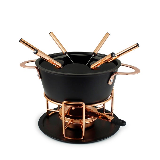 REALP 11PIECE CAST ALUMINUM FONDUE SET IDEAL FOR MELTING CHEESE CHOCOLATE FONDUE OIL BROTH COOKING PERFECT FOR KITCHEN COLLECTION WEDDING GIFTS 15 LITER 158 QUARTS