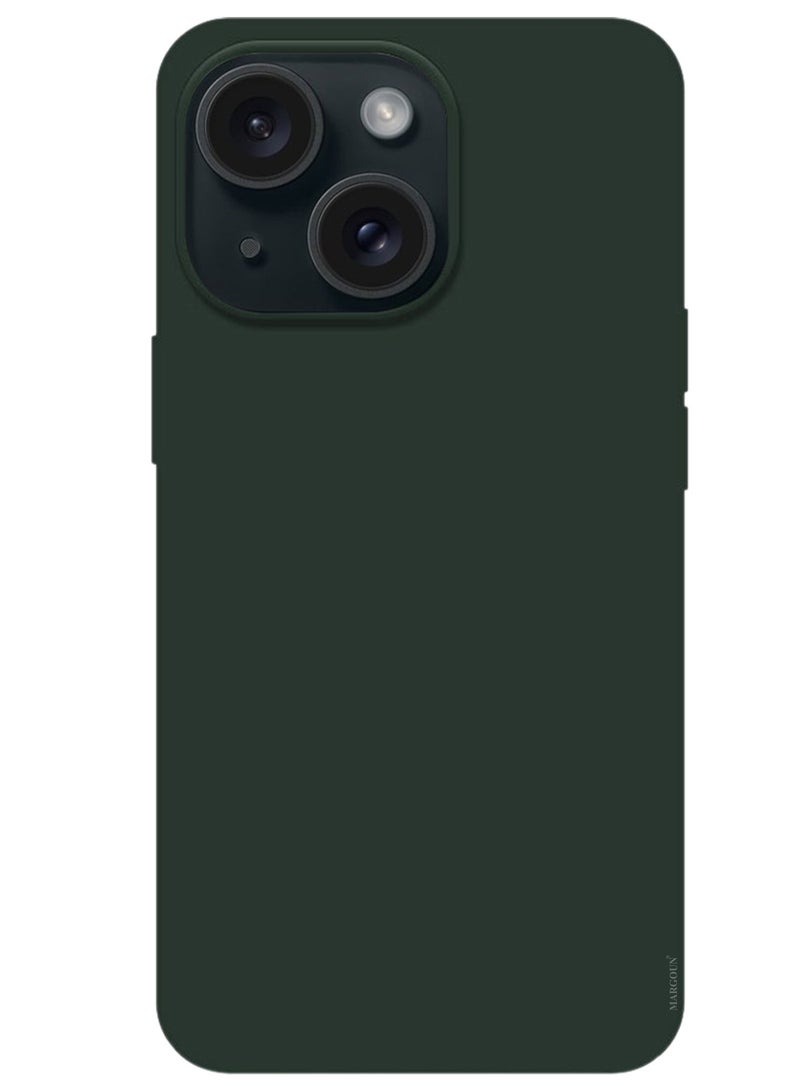 Silicone Case Cover for Apple iPhone 14 Plus, Slim Protective Cover with Microfiber Lining, Drop Protection - Dark Green - Image 4