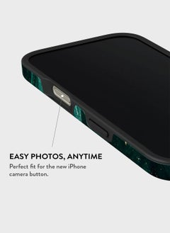 BURGA Premium Case Compatible with iPhone 16 Pro - Hybrid Dual-Layer Hard Shell + Silicone Protection - Emerald Green Jade Stone Design with Gold Glitter Marble - Scratch-Resistant Shockproof Cover  - Image 5