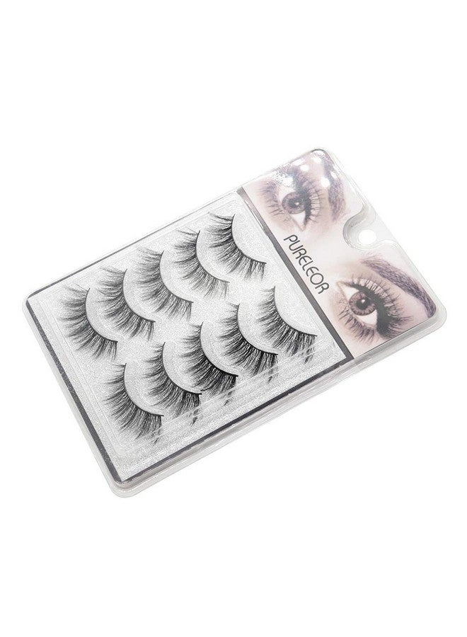 PURELEOR رموش طبيعية مظهر 3D من مزيج المنك رموش عيون القط 15 مم رموش مانغا 5 أزواج رموش صناعية ناعمة قابلة لإعادة الاستخدام خفيفة الوزن، لا تشمل الغراء - Image 5