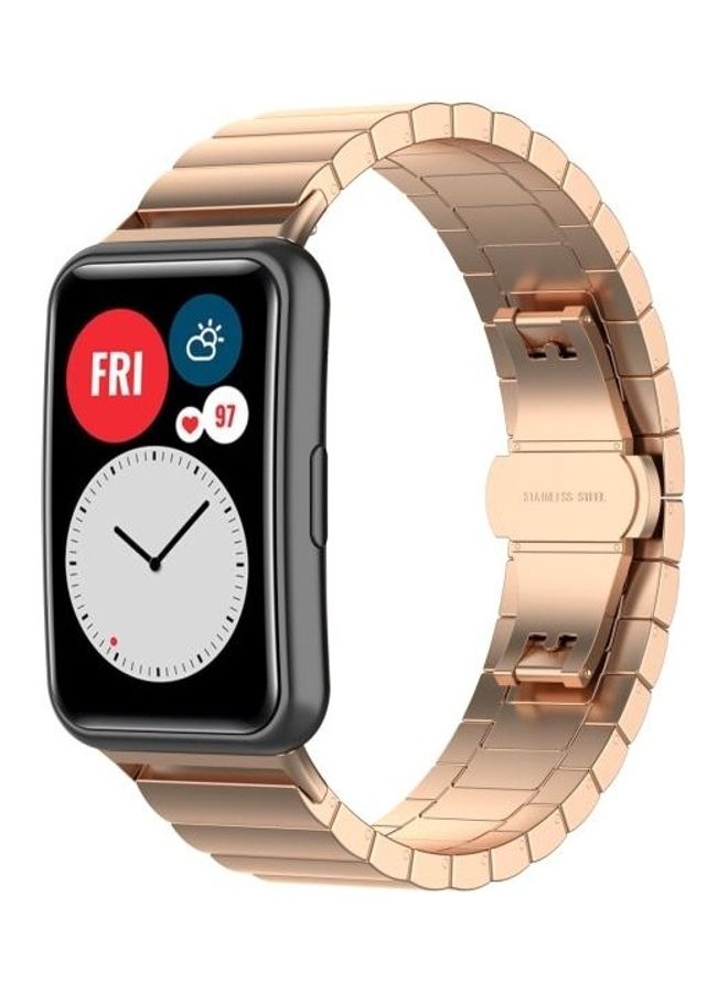 NIBEMINENT Stainless Steel Replacement Strap For Huawei Watch Fit Rose Gold  - Image 4